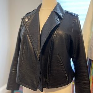 Black Faux Leather Motto jacket by ELOQUII size 18/20
